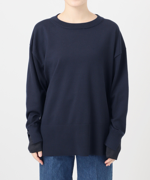 B.C STOCK(ベーセーストック)の「手洗い可 / 袖口シアーレイヤープルオーバー(ニット/セーター・レディース・チャコールグレー/ネイビー/ボルドー/ブラウン・FREE)」の8枚目の写真
