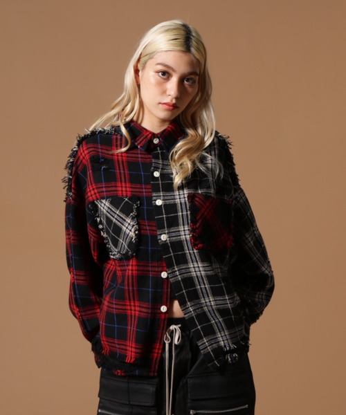 DANKE SCHON（ダンケシェーン）の「DankeSchon/ダンケシェーン/FLANNEL SHIRTS（シャツ/ブラウス・レディース・ベージュ/ブラック/ネイビー・L/M）」の2枚目の写真
