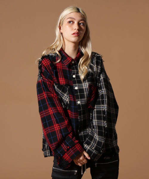 DANKE SCHON（ダンケシェーン）の「DankeSchon/ダンケシェーン/FLANNEL SHIRTS（シャツ/ブラウス・レディース・ベージュ/ブラック/ネイビー・L/M）」の4枚目の写真