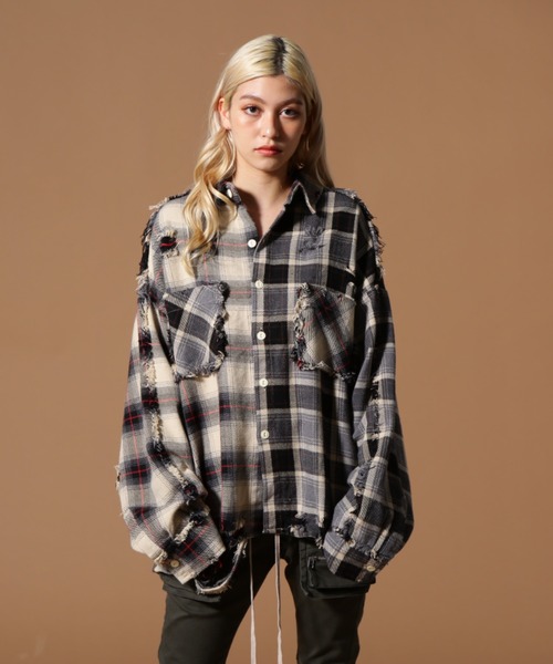 DANKE SCHON（ダンケシェーン）の「DankeSchon/ダンケシェーン/FLANNEL SHIRTS（シャツ/ブラウス・レディース・ベージュ/ブラック/ネイビー・L/M）」の11枚目の写真