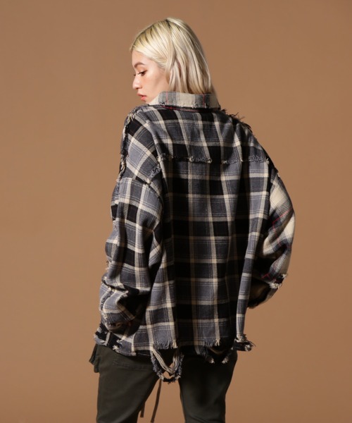 DANKE SCHON（ダンケシェーン）の「DankeSchon/ダンケシェーン/FLANNEL SHIRTS（シャツ/ブラウス・レディース・ベージュ/ブラック/ネイビー・L/M）」の13枚目の写真