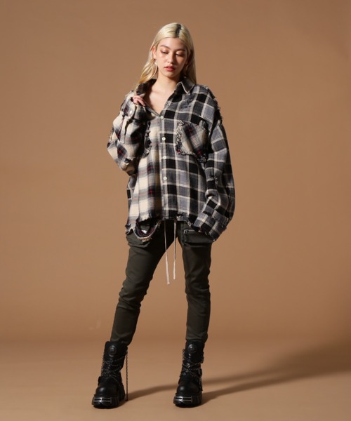 DANKE SCHON（ダンケシェーン）の「DankeSchon/ダンケシェーン/FLANNEL SHIRTS（シャツ/ブラウス・レディース・ベージュ/ブラック/ネイビー・L/M）」の15枚目の写真