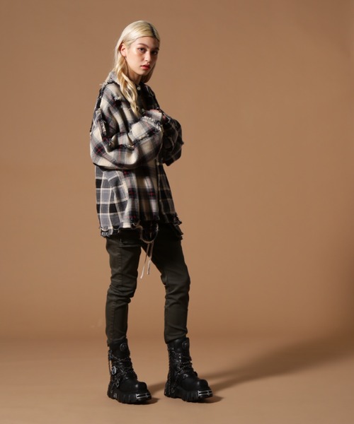 DANKE SCHON（ダンケシェーン）の「DankeSchon/ダンケシェーン/FLANNEL SHIRTS（シャツ/ブラウス・レディース・ベージュ/ブラック/ネイビー・L/M）」の16枚目の写真