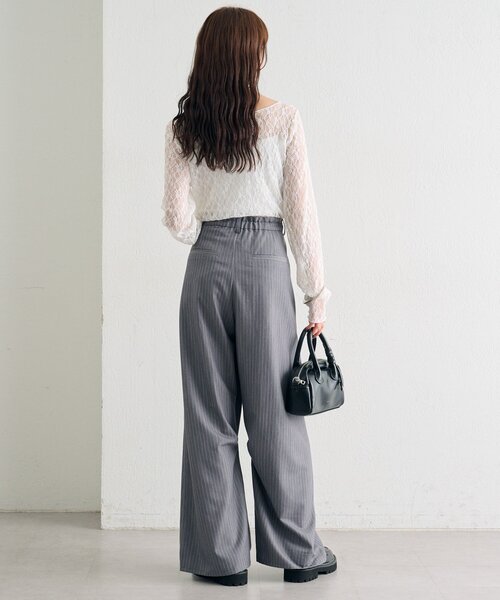 mystic（ミスティック）の「【肌触りよく伸縮性もあり◎/レイヤードスタイルにも】レースプルオーバー（Tシャツ/カットソー・レディース・ベージュ/オフホワイト/ブラック・FREE）」の9枚目の写真