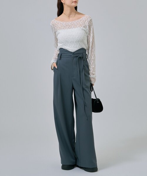 mystic（ミスティック）の「【肌触りよく伸縮性もあり◎/レイヤードスタイルにも】レースプルオーバー（Tシャツ/カットソー・レディース・ベージュ/オフホワイト/ブラック・FREE）」の17枚目の写真