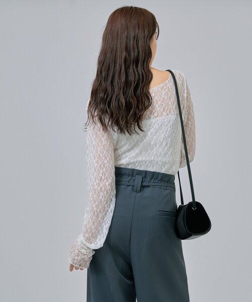 mystic（ミスティック）の「【肌触りよく伸縮性もあり◎/レイヤードスタイルにも】レースプルオーバー（Tシャツ/カットソー・レディース・ベージュ/オフホワイト/ブラック・FREE）」の22枚目の写真