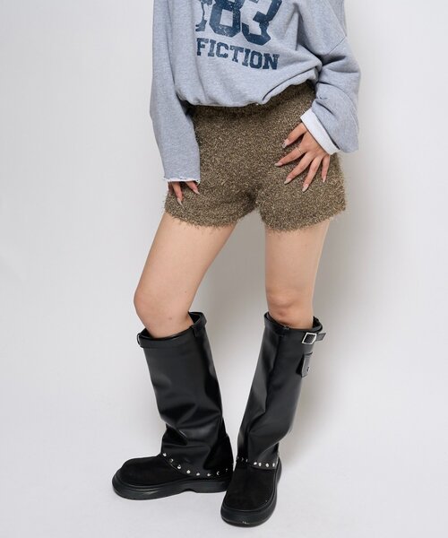 WHO'S WHO gallery（フーズフーギャラリー）の「シャギーニットショーツ（その他パンツ・レディース・ブラック/ホワイト/ブラウン・FREE）」の3枚目の写真