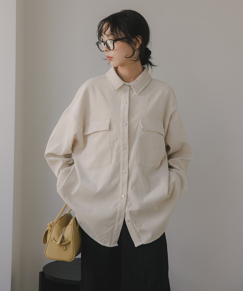 210nouve（トゥージュヌーブ）の「コーデュロイ オーバーサイズ シャツ（シャツ/ブラウス・レディース・アイボリー/ブラウン/グレー・FREE）」の2枚目の写真