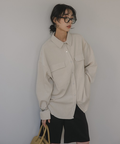 210nouve（トゥージュヌーブ）の「コーデュロイ オーバーサイズ シャツ（シャツ/ブラウス・レディース・アイボリー/ブラウン/グレー・FREE）」の11枚目の写真