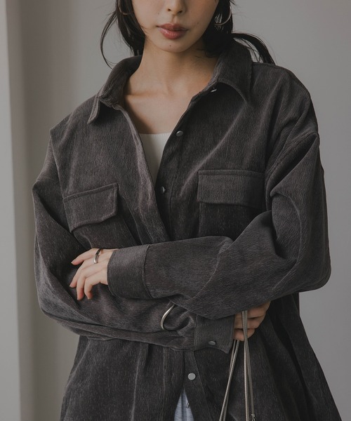 210nouve（トゥージュヌーブ）の「コーデュロイ オーバーサイズ シャツ（シャツ/ブラウス・レディース・アイボリー/ブラウン/グレー・FREE）」の15枚目の写真