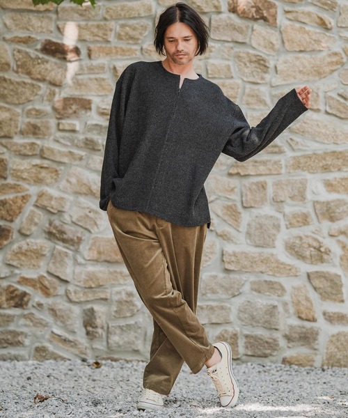 CAMBIO（カンビオ）の「mlt5428-Big Waffle Knit saw Zipper Henley Neck Pullover ワッフル二ットソープルオーバー(A57125cmb)（Tシャツ/カットソー・メンズ・ブラック/キナリ/チャコール・S/M/L）」の8枚目の写真