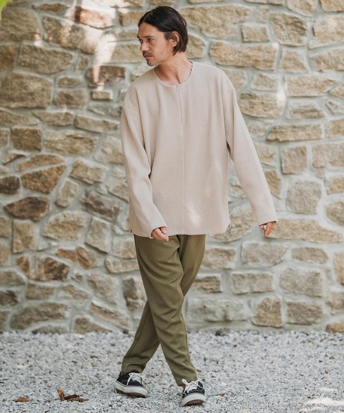 CAMBIO（カンビオ）の「mlt5428-Big Waffle Knit saw Zipper Henley Neck Pullover ワッフル二ットソープルオーバー(A57125cmb)（Tシャツ/カットソー・メンズ・ブラック/キナリ/チャコール・S/M/L）」の13枚目の写真