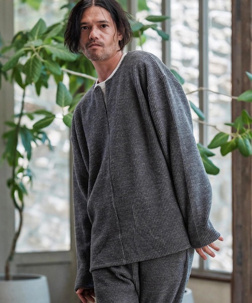 CAMBIO（カンビオ）の「mlt5428-Big Waffle Knit saw Zipper Henley Neck Pullover ワッフル二ットソープルオーバー(A57125cmb)（Tシャツ/カットソー・メンズ・ブラック/キナリ/チャコール・S/M/L）」の14枚目の写真