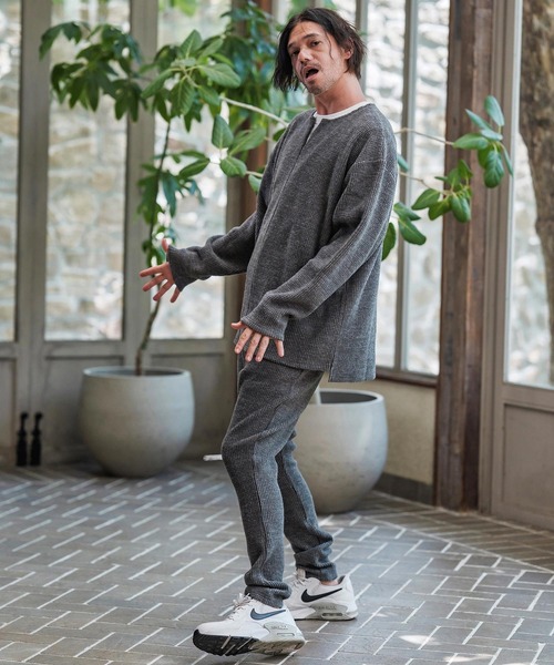 CAMBIO（カンビオ）の「mlt5428-Big Waffle Knit saw Zipper Henley Neck Pullover ワッフル二ットソープルオーバー(A57125cmb)（Tシャツ/カットソー・メンズ・ブラック/キナリ/チャコール・S/M/L）」の17枚目の写真