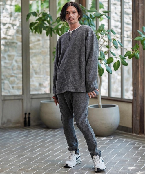 CAMBIO（カンビオ）の「mlt5428-Big Waffle Knit saw Zipper Henley Neck Pullover ワッフル二ットソープルオーバー(A57125cmb)（Tシャツ/カットソー・メンズ・ブラック/キナリ/チャコール・S/M/L）」の18枚目の写真