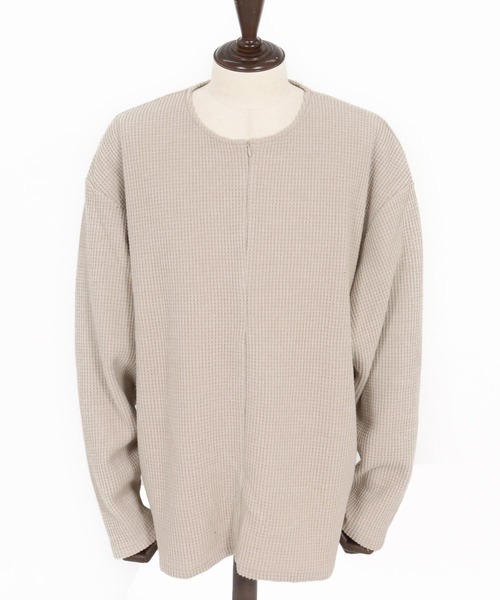CAMBIO（カンビオ）の「mlt5428-Big Waffle Knit saw Zipper Henley Neck Pullover ワッフル二ットソープルオーバー(A57125cmb)（Tシャツ/カットソー・メンズ・ブラック/キナリ/チャコール・S/M/L）」の19枚目の写真