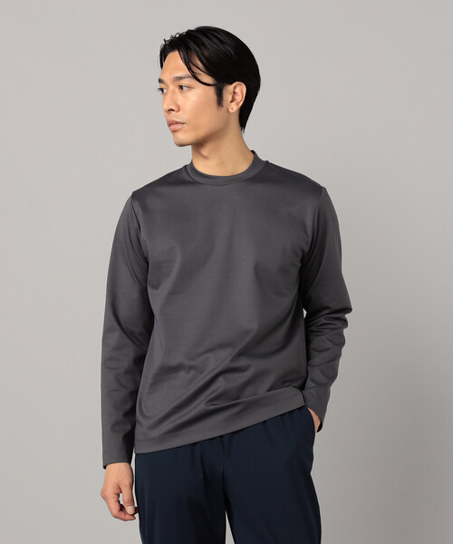 COMME CA MEN（コムサメン）の「シルキーポンチ長袖ジャケTシャツ（Tシャツ/カットソー・メンズ・ホワイト/チャコールグレー/ブラック・M/L）」の2枚目の写真