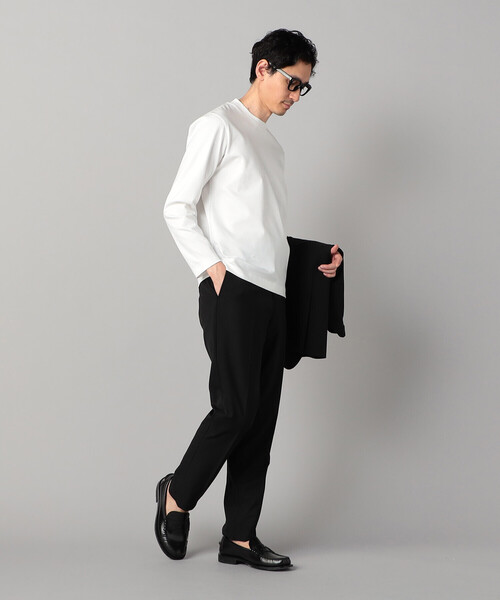 COMME CA MEN（コムサメン）の「シルキーポンチ長袖ジャケTシャツ（Tシャツ/カットソー・メンズ・ホワイト/チャコールグレー/ブラック・M/L）」の6枚目の写真