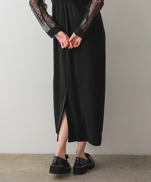 DONOBAN(ドノバン)の「【ANDRESD】cross beads shirt like dress 結婚式 パーティードレス オケージョンドレス お呼ばれ 二次会 成人式 同窓会(ドレス・レディース・カーキ/ブラック/チャコール・S/M/L)」の6枚目の写真