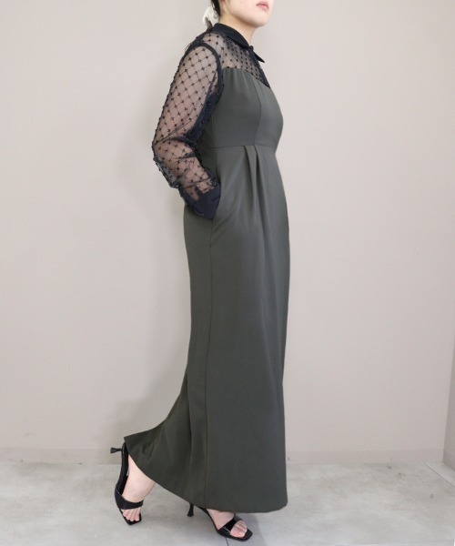 DONOBAN(ドノバン)の「【ANDRESD】cross beads shirt like dress 結婚式 パーティードレス オケージョンドレス お呼ばれ 二次会 成人式 同窓会(ドレス・レディース・カーキ/ブラック/チャコール・S/M/L)」の20枚目の写真