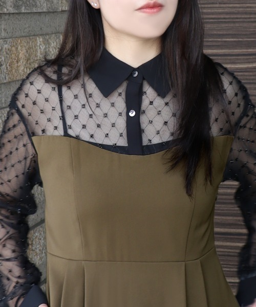 DONOBAN(ドノバン)の「【ANDRESD】cross beads shirt like dress 結婚式 パーティードレス オケージョンドレス お呼ばれ 二次会 成人式 同窓会(ドレス・レディース・カーキ/ブラック/チャコール・S/M/L)」の17枚目の写真