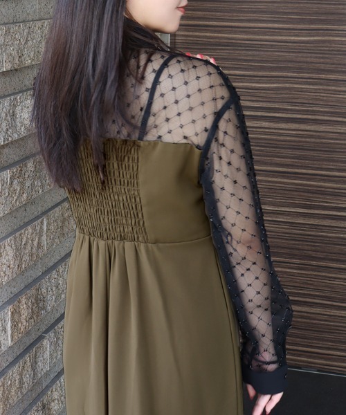 DONOBAN(ドノバン)の「【ANDRESD】cross beads shirt like dress 結婚式 パーティードレス オケージョンドレス お呼ばれ 二次会 成人式 同窓会(ドレス・レディース・カーキ/ブラック/チャコール・S/M/L)」の16枚目の写真