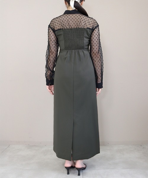 DONOBAN(ドノバン)の「【ANDRESD】cross beads shirt like dress 結婚式 パーティードレス オケージョンドレス お呼ばれ 二次会 成人式 同窓会(ドレス・レディース・カーキ/ブラック/チャコール・S/M/L)」の13枚目の写真