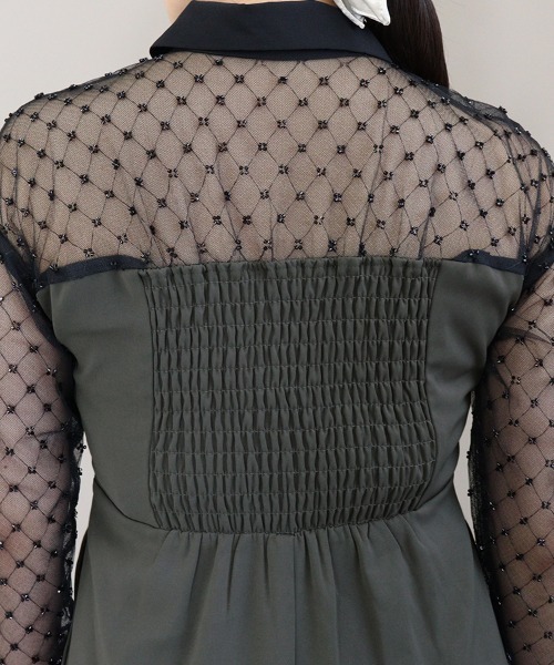DONOBAN(ドノバン)の「【ANDRESD】cross beads shirt like dress 結婚式 パーティードレス オケージョンドレス お呼ばれ 二次会 成人式 同窓会(ドレス・レディース・カーキ/ブラック/チャコール・S/M/L)」の11枚目の写真
