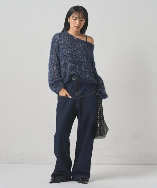 WHO'S WHO gallery（フーズフーギャラリー）の「【WEB限定】HiNTラメオフショルニット（ニット/セーター・レディース・グレー/ブラウン/ネイビー・FREE）」の7枚目の写真