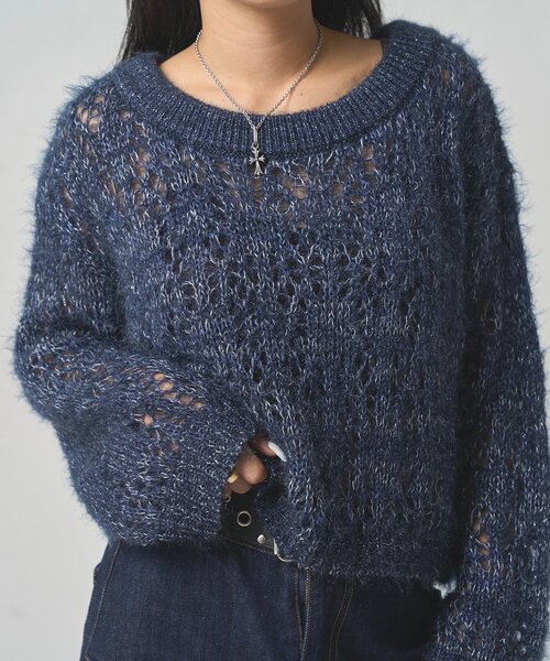 WHO'S WHO gallery（フーズフーギャラリー）の「【WEB限定】HiNTラメオフショルニット（ニット/セーター・レディース・グレー/ブラウン/ネイビー・FREE）」の14枚目の写真