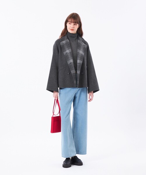 MACKINTOSH PHILOSOPHY（ﾏｯｷﾝﾄｯｼｭ ﾌｨﾛｿﾌｨｰ）の「【WEB&一部店舗限定】ウールリバーショートPコート（ピーコート・レディース・グレー系その他2/ダークネイビー・38）」の3枚目の写真