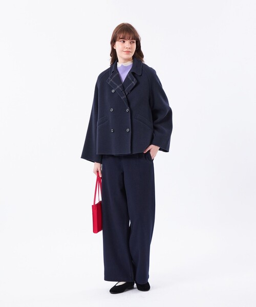 MACKINTOSH PHILOSOPHY（ﾏｯｷﾝﾄｯｼｭ ﾌｨﾛｿﾌｨｰ）の「【WEB&一部店舗限定】ウールリバーショートPコート（ピーコート・レディース・グレー系その他2/ダークネイビー・38）」の4枚目の写真