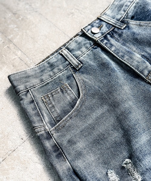 MAISON SELECT（メゾンセレクト）の「9D5 【ヴィンテージライク】ワイドバギーデニム カーブパンツ（デニムパンツ・レディース・ライトブルー・S/M/L/XL）」の4枚目の写真