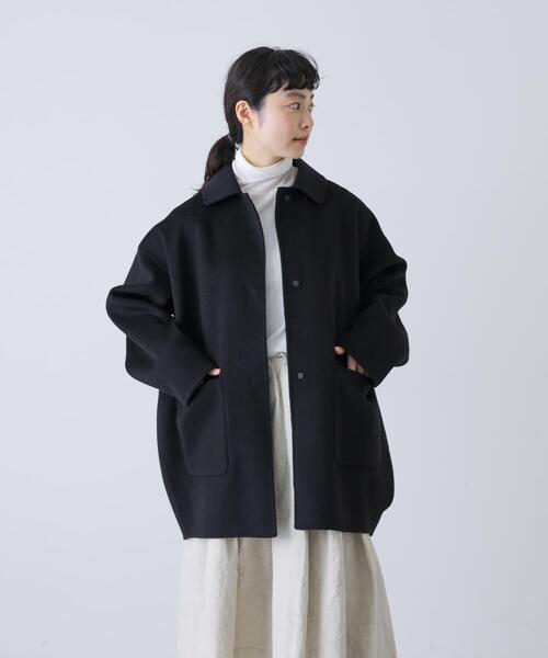 タグ付き　かぐれ　ウールステンカラーショートコート　BLACK ウールステンカラーショートコート（その他アウター）｜かぐれ