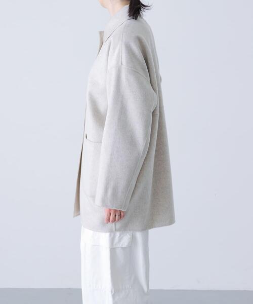 タグ付き　かぐれ　ウールステンカラーショートコート　BLACK 楽天市場】ウールステンカラーショートコート／かぐれ（kagure