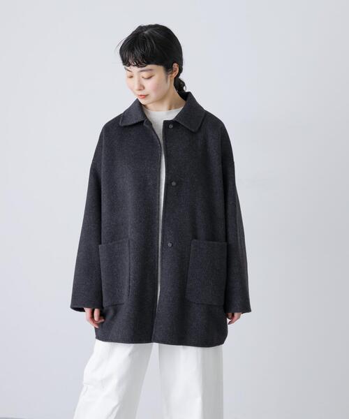 かぐれ（カグレ）の「ウールステンカラーショートコート（その他アウター・レディース・チャコールグレー/ブラック/オートミール・FREE）」の20枚目の写真