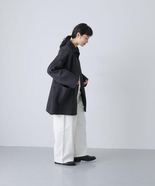 新品タグ付◆ チャコール　かぐれ ウールスタンドショートコート　DOORS かぐれ｜ウールスタンドショートコート - かぐれ(カグレ