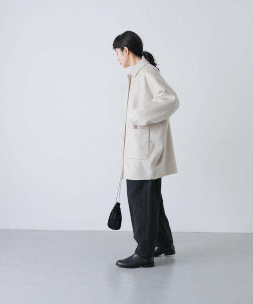 【新品タグ付き】かぐれ ウールステンカラーショートコート ウールステンカラーショートコート（その他アウター）｜かぐれ