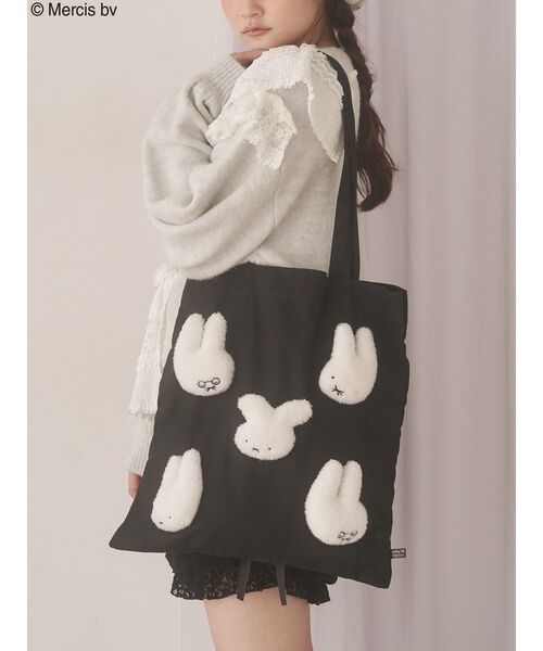 merry jenny(メリージェニー)の「もこもこナインチェfamily bag(トートバッグ・レディース・アイボリー/ブラック・FREE)」の2枚目の写真