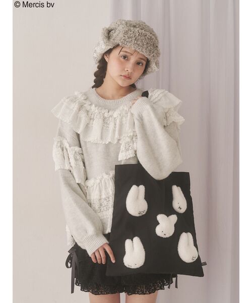 merry jenny(メリージェニー)の「もこもこナインチェfamily bag(トートバッグ・レディース・アイボリー/ブラック・FREE)」の10枚目の写真