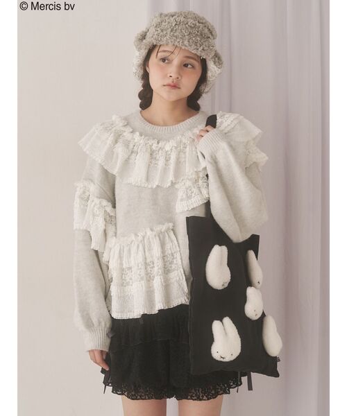 merry jenny(メリージェニー)の「もこもこナインチェfamily bag(トートバッグ・レディース・アイボリー/ブラック・FREE)」の11枚目の写真