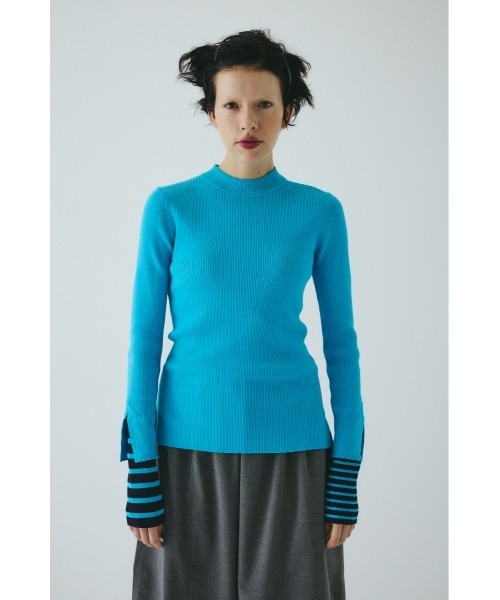 Boder double cuff knit top ボーダーダブルカフニットトップ（ニット
