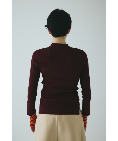HeRIN.CYE（ヘリンドットサイ）の「Boder double cuff knit top　　ボーダーダブルカフニットトップ（ニット/セーター・レディース・ライトブルー/ブラック/杢グレー/マジェンタ・FREE）」の16枚目の写真