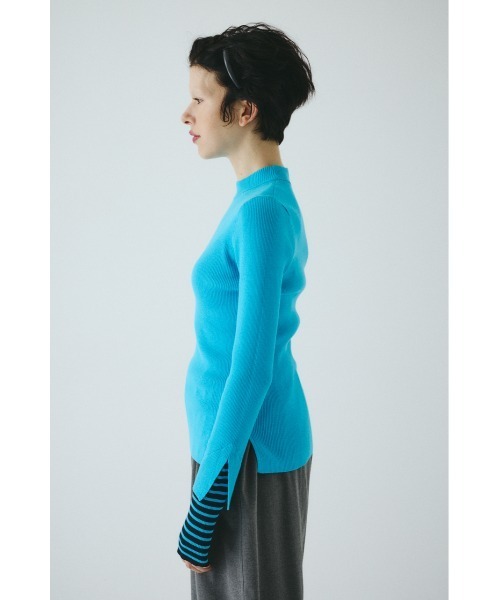 HeRIN.CYE（ヘリンドットサイ）の「Boder double cuff knit top　　ボーダーダブルカフニットトップ（ニット/セーター・レディース・ライトブルー/ブラック/杢グレー/マジェンタ・FREE）」の18枚目の写真