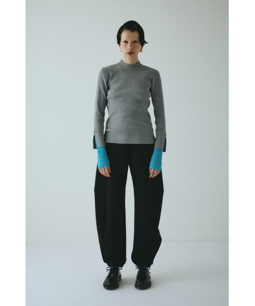 HeRIN.CYE（ヘリンドットサイ）の「Boder double cuff knit top　　ボーダーダブルカフニットトップ（ニット/セーター・レディース・ライトブルー/ブラック/杢グレー/マジェンタ・FREE）」の12枚目の写真
