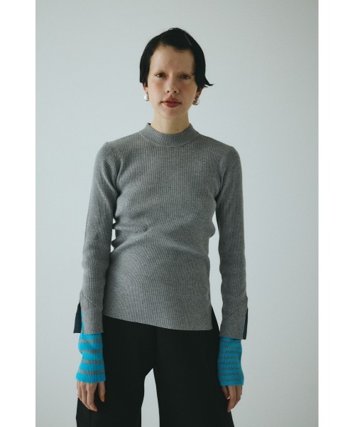 HeRIN.CYE（ヘリンドットサイ）の「Boder double cuff knit top　　ボーダーダブルカフニットトップ（ニット/セーター・レディース・ライトブルー/ブラック/杢グレー/マジェンタ・FREE）」の13枚目の写真