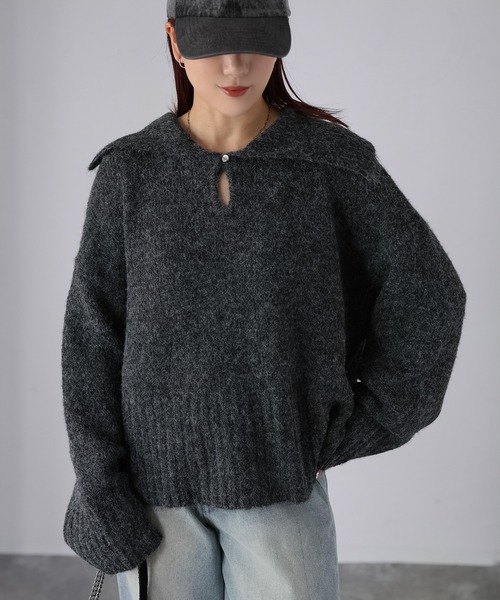 Riberry(リベリー)の「セーラーカラーニット(ニット/セーター・レディース・アイボリー/オリーブ/チャコールグレー・MEDIUM)」の16枚目の写真