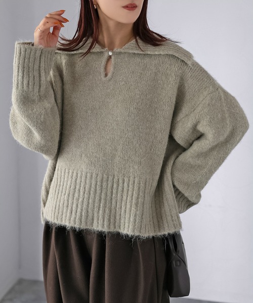 Riberry(リベリー)の「セーラーカラーニット(ニット/セーター・レディース・アイボリー/オリーブ/チャコールグレー・MEDIUM)」の19枚目の写真