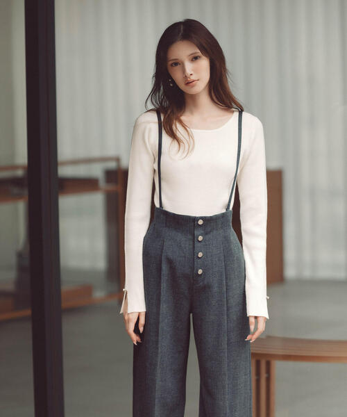 PROPORTION BODY DRESSING（プロポーションボディドレッシング）の「【青島心さん着用】フロント釦２ＷＡＹワイドパンツ / 1215230100（その他パンツ・レディース・ベージュ/ダークグレー・MEDIUM/P/S）」の2枚目の写真