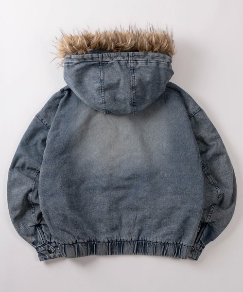 SlashDate（スラッシュデイト）の「【82】2WAY ヴィンテージライク デニム ファーフード ブルゾン（ブルゾン・メンズ・ブルー/ブラック・M/L）」の3枚目の写真